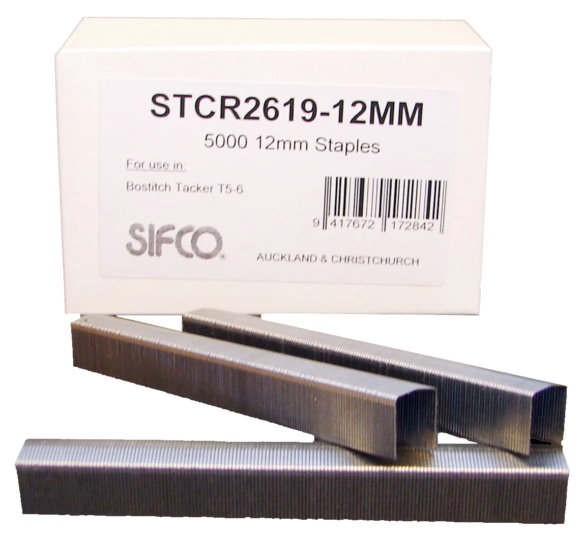STCR2619-12MM SIFCO® 12mm Fine Wire Raised Crown Galvanised Staples 5,000pcs/Box