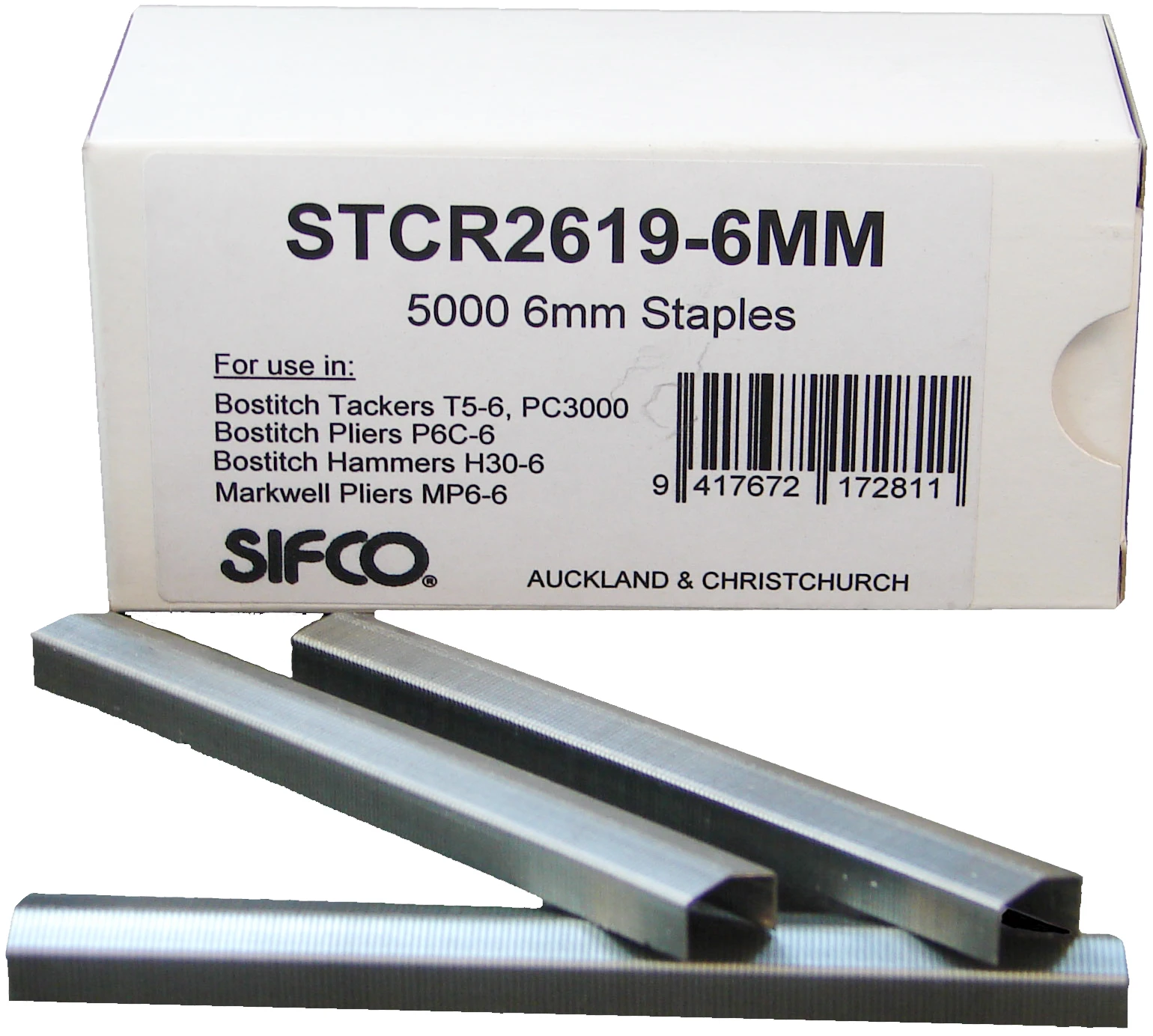 STCR2619-6MM SIFCO® 6mm Fine Wire Raised Crown Galvanised Staples 5,000pcs/Box