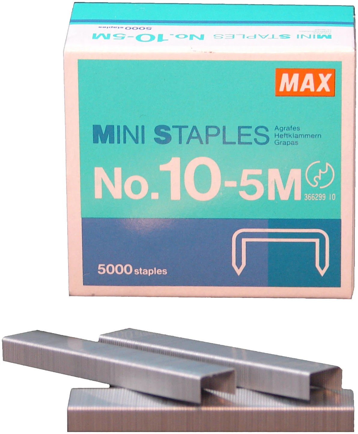 10(5M) MAX® 5mm Galvanised Office Staples 5,000pcs/box