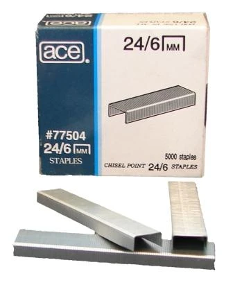 24/6 ACE 6mm Office Staples 5,000pcs/Box