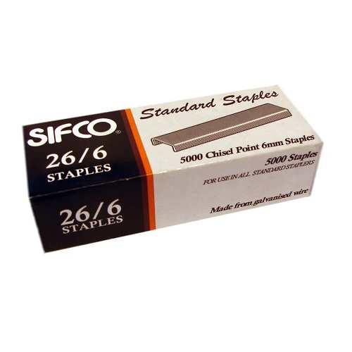 26/6 SIFCO® 6mm Galvanised Office Staples 5,000pcs/Box