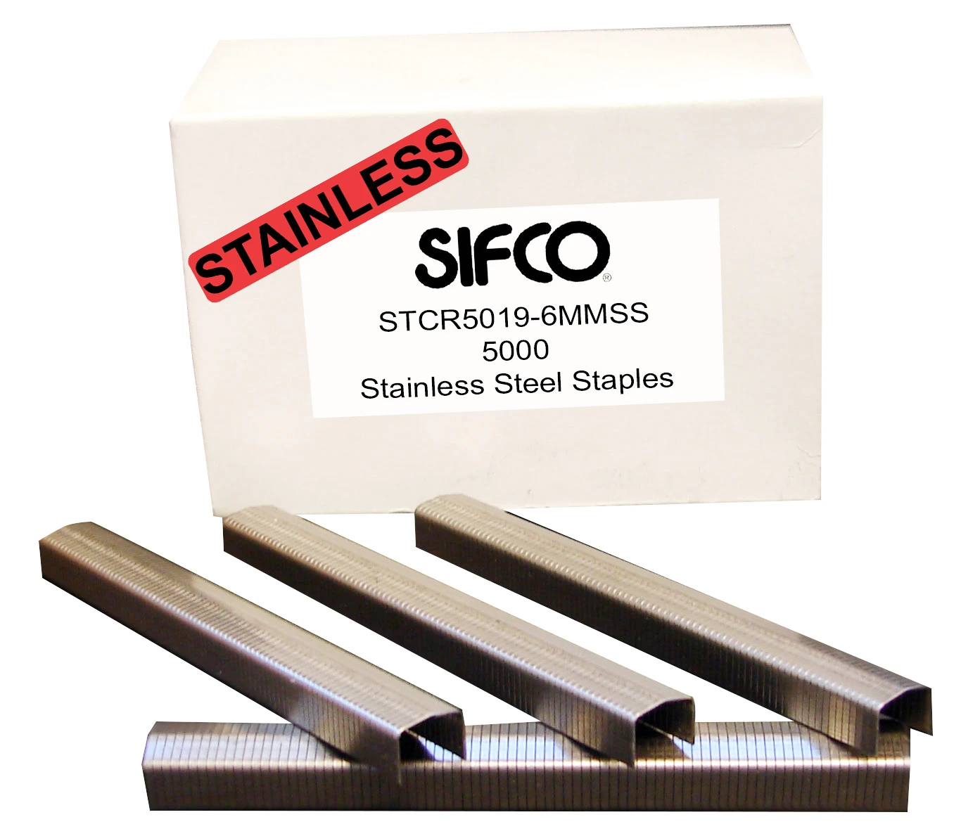 STCR5019-6MMSS SIFCO® 6mm Stainless Steel Raised Crown Staples 5,000pcs/Box