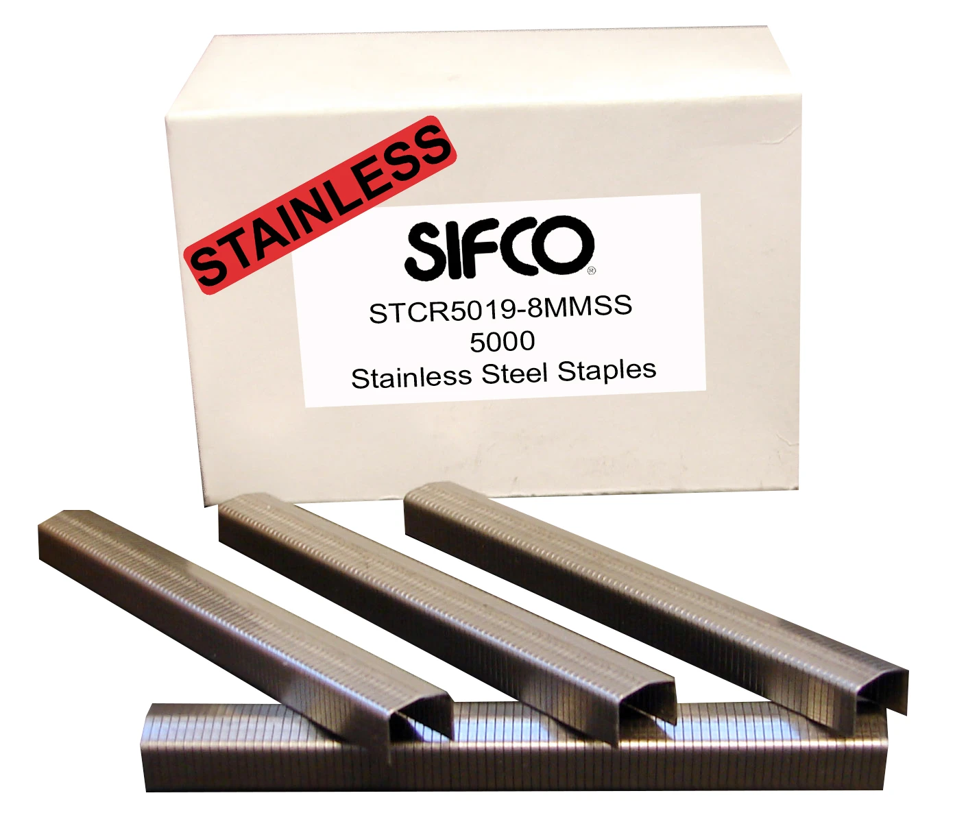 STCR5019-8MMSS SIFCO® 8mm Stainless Steel Raised Crown Staples 5,000pcs/Box