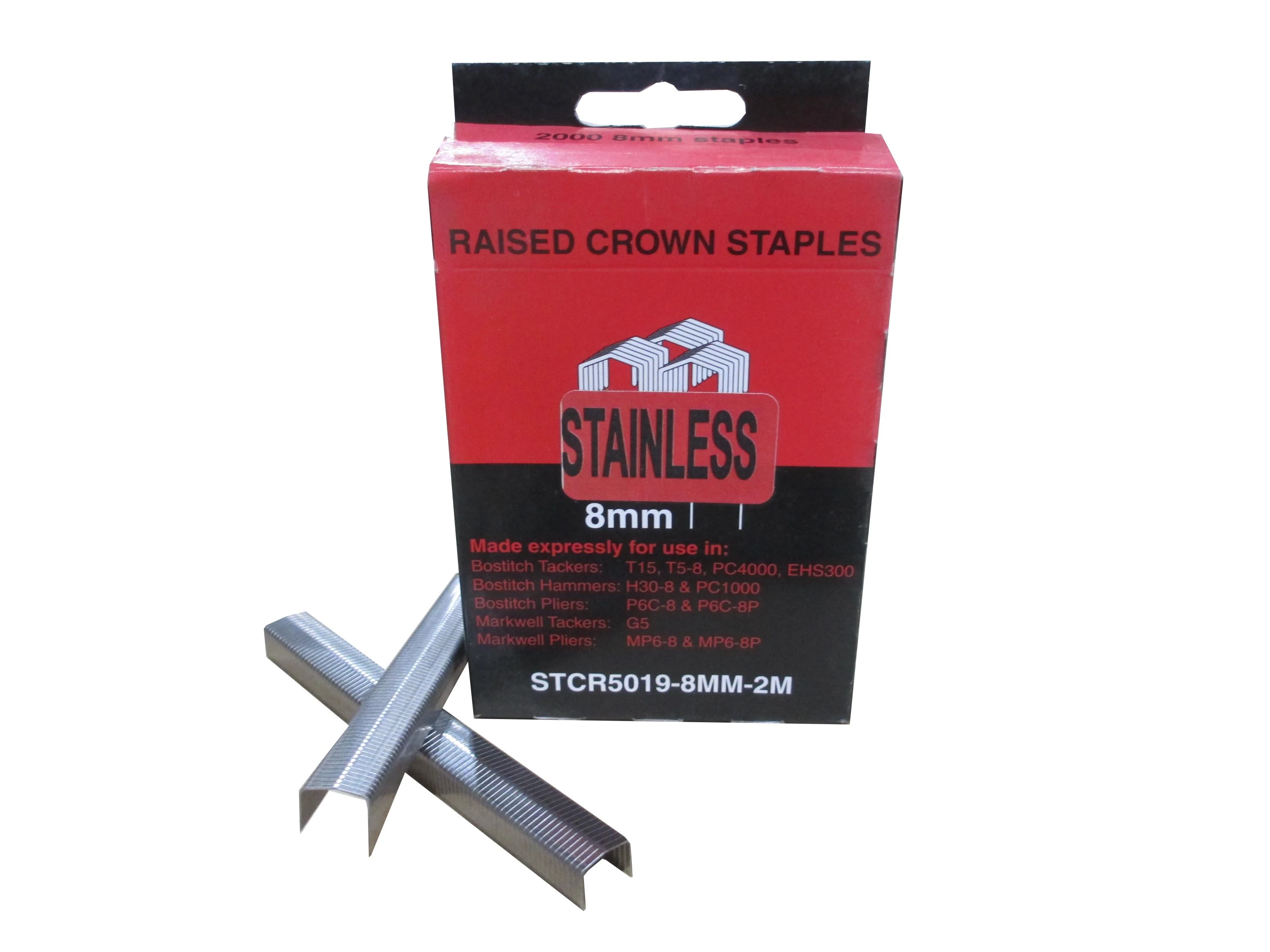 STCR50198MM2MSS SIFCO® 8mm Stainless Steel Raised Crown Staples 2,000pcs/Box