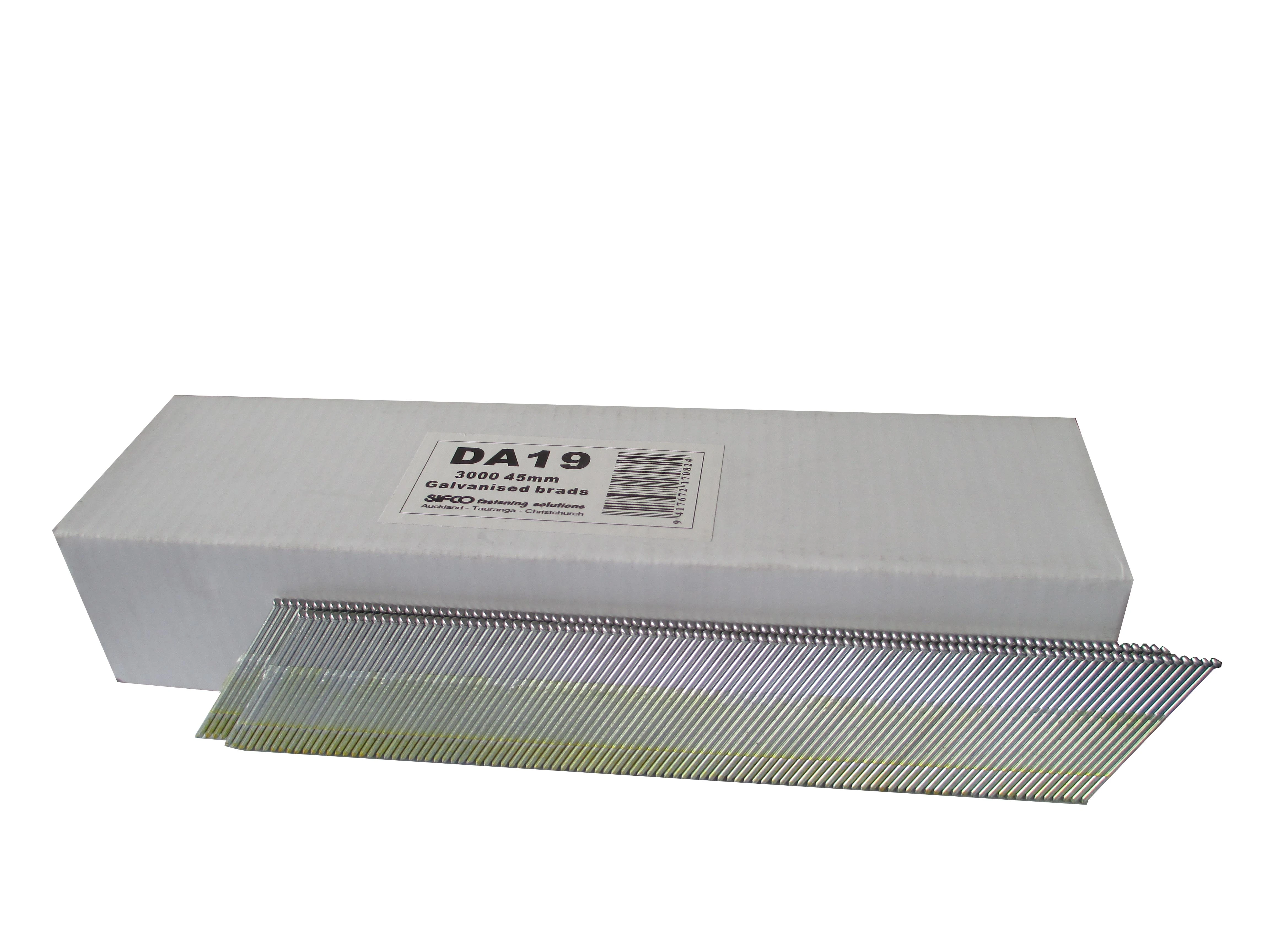 DA19 SIFCO 45mm 15 Gauge Galvanised Brads 3,000pcs/Box