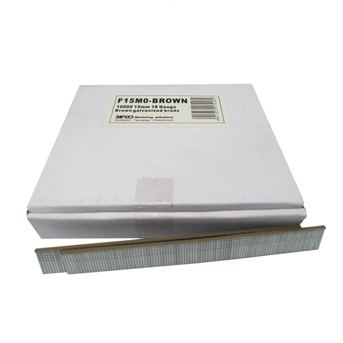 F15M0(10M)BROWN SIFCO® 15mm C115 18 Gauge Galvanised Brads 10,000pcs/Box