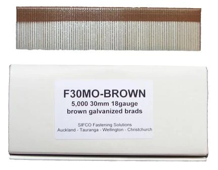 F30M0(5M)BROWN SIFCO® 30mm C130 18 Gauge Galvanised Brad 5,000pcs/box