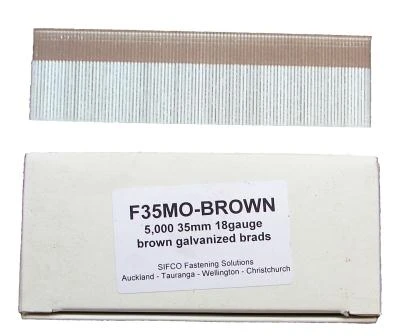 F35M0(5M)BROWN SIFCO® 35mm C135 18 Gauge Galvanised Brads 5,000pcs/Box