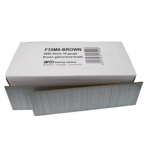 F35M0(5M)BROWN SIFCO® 35mm C135 18 Gauge Galvanised Brads 5,000pcs/Box