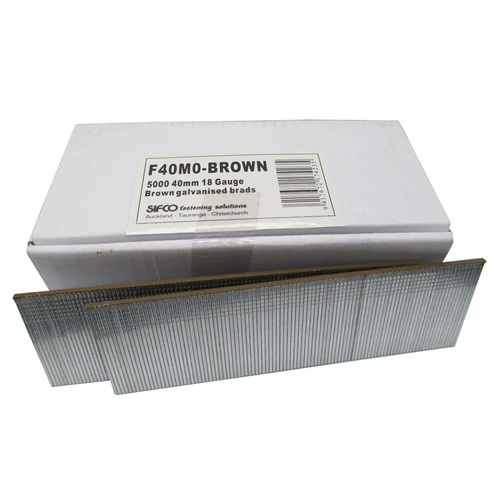 F40M0(5M)BROWN SIFCO® 40mm C140 18 Gauge Galvanised Brads 5,000pcs/box