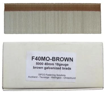 F40M0(5M)BROWN SIFCO® 40mm C140 18 Gauge Galvanised Brads 5,000pcs/box