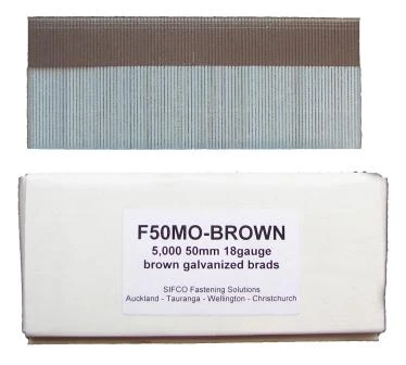F50M0(5M)BROWN SIFCO® 50mm C150 18 Gauge Galvanised Brad 5,000pcs/box