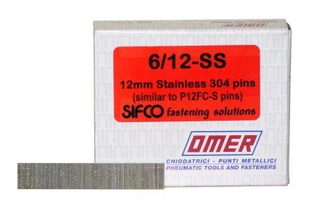 6/12-SS OMER® 12mm Stainless Steel 23 Gauge Headless Pins 10,000pcs/Box