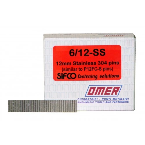 6/12-SS OMER® 12mm Stainless Steel 23 Gauge Headless Pins 10,000pcs/Box