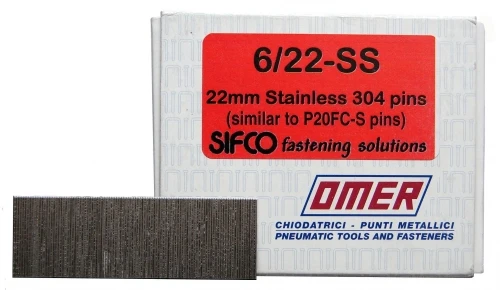 6/22-SS OMER® 22mm Stainless Steel 23 Gauge Headless Pins 10,000pcs/Box