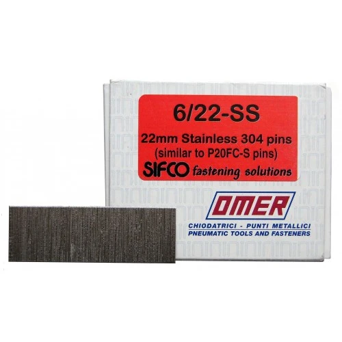 6/22-SS OMER® 22mm Stainless Steel 23 Gauge Headless Pins 10,000pcs/Box