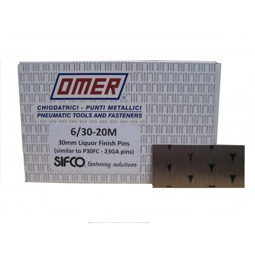 6/30 OMER® 30mm Liquor Finished 23 Gauge Headless Pins 20,000pcs/Box