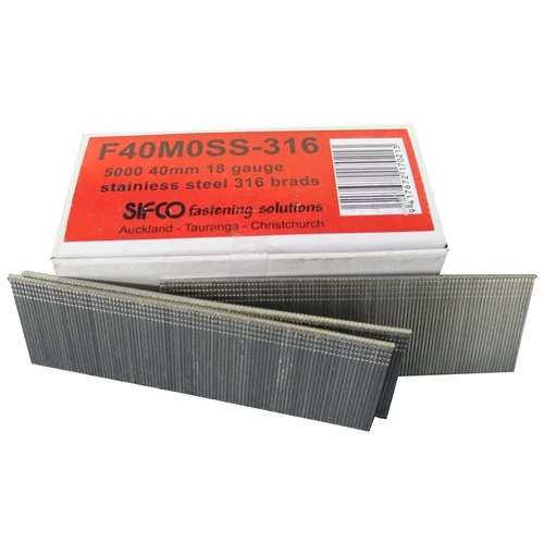 F40M0SS-316 SIFCO® 40mm 18 Gauge Stainless 316 Brads 5,000pcs/Box