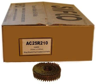 AC25R210 SIFCO® 25mm x 2.10mm Ring Shank Coil Nails 16,800pcs/Box