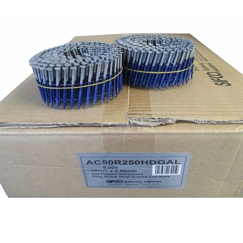 AC50R250HDGAL SIFCO® 50mm x 2.50mm Hot Dip Galvanised Ring Shank Coil Nails 6,000pcs/Box