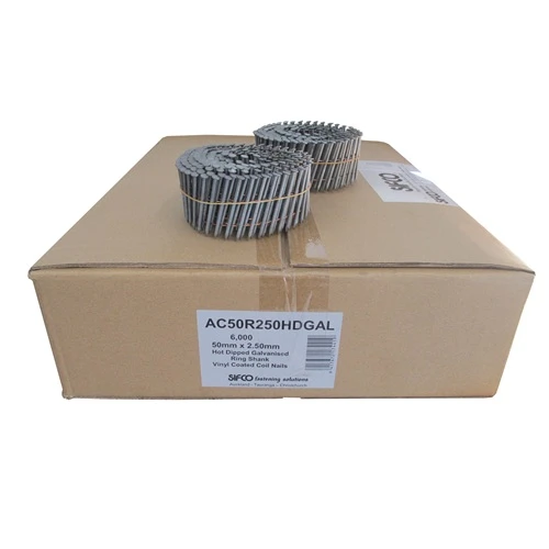 AC50R250HDGAL SIFCO® 50mm x 2.50mm Hot Dip Galvanised Ring Shank Coil Nails 6,000pcs/Box