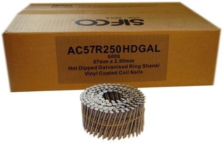AC57R250HDGAL SIFCO® 57mm x 2.50mm Hot Dip Galvanised Ring Shank Coil Nails 6,000pcs/Box