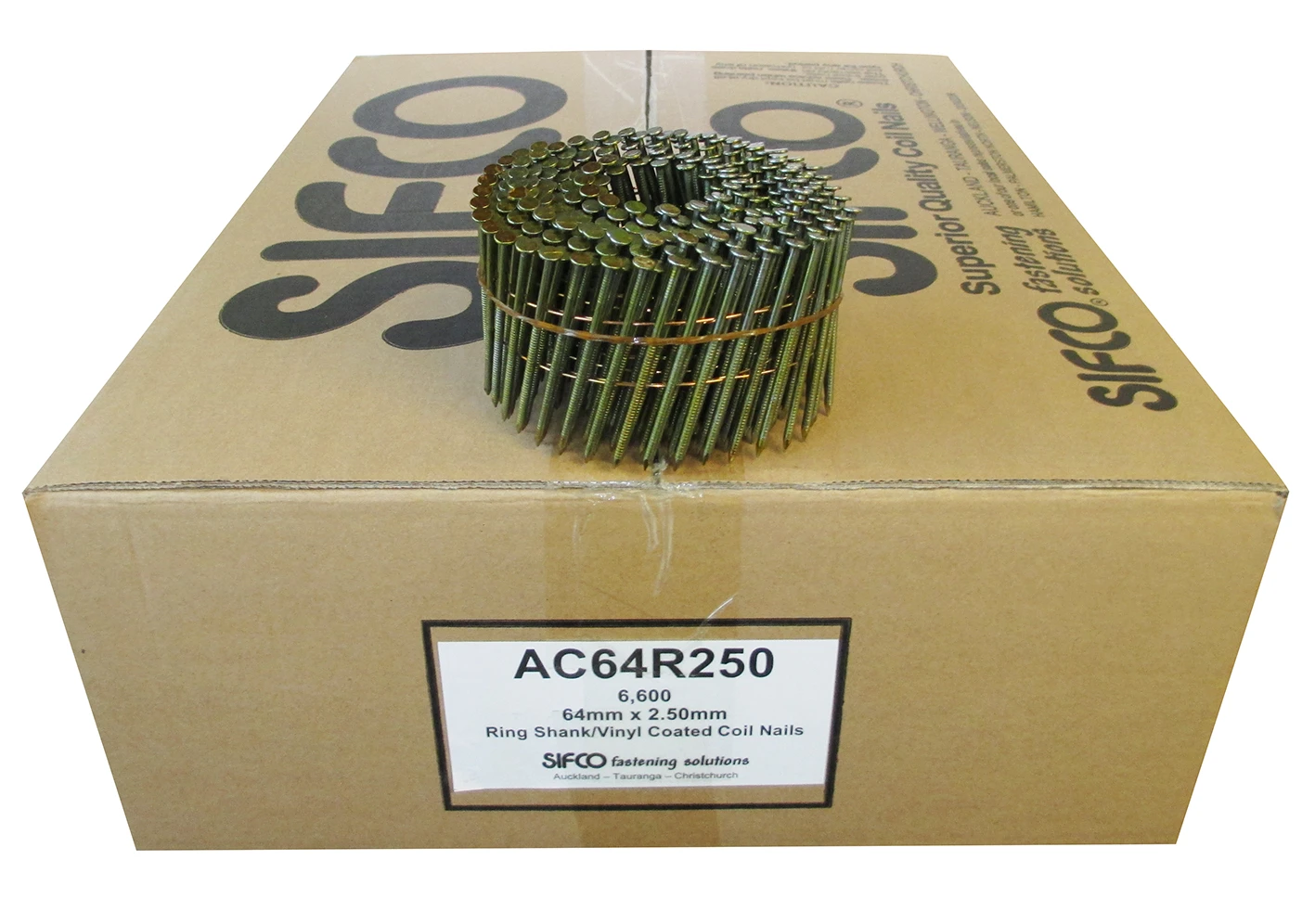 AC64R250 SIFCO® 64mm x 2.50mm Bright Ring Shank Coil Nails 6,600pcs/Box