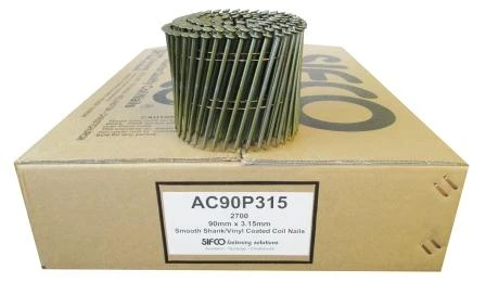 AC90P315 SIFCO® 90mm x 3.15mm Bright Smooth Shank Coil Nails, 2,700pcs/Box