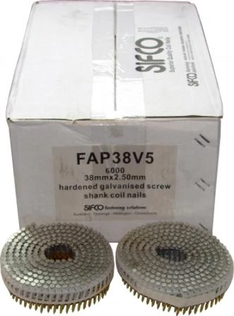 FAP38V5-H SIFCO® 38mmx2.50mm Hardened Steel Penetrating Coil Nails 6,000pcs/Box