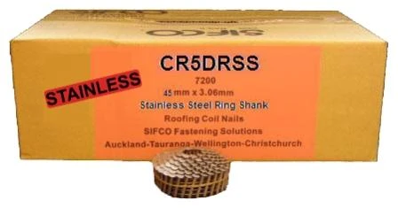 CR5DRSS SIFCO® 45mm Stainless Steel Ring Shank Roofing Coil Nails 7,200pcs/box