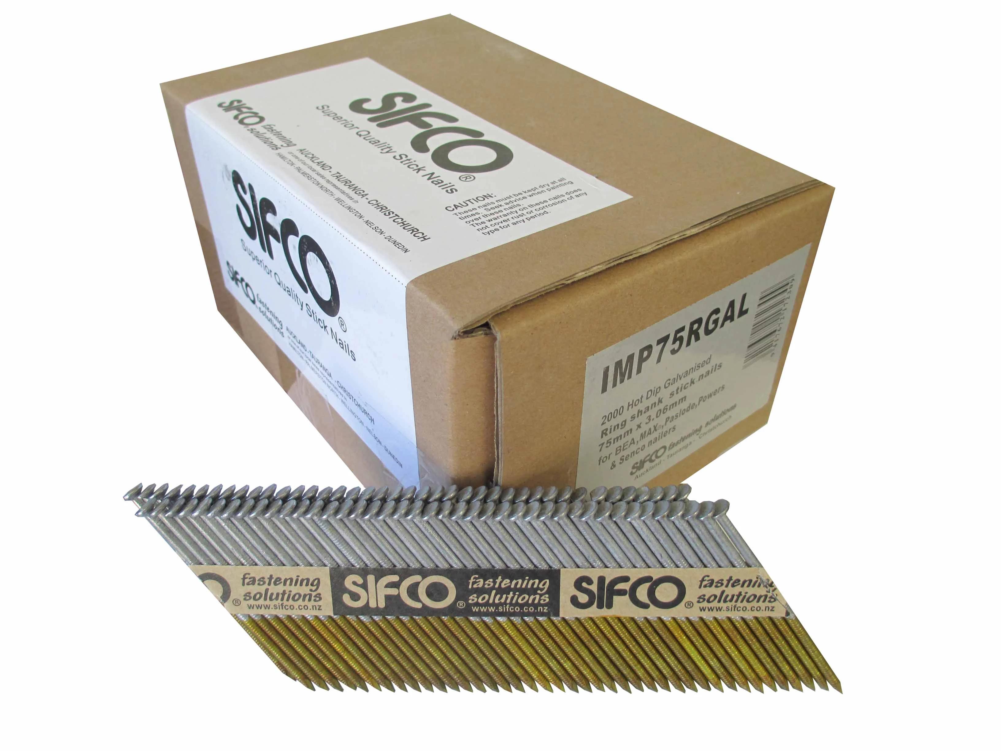 IMP75RGAL SIFCO® 75mm x 3.06mm Hot Dip Galvanised Ring Shank Paper Taped 34 Degree Stick Nail
