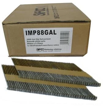 IMP88GAL SIFCO® 88mm x 3.15mm Hot Dipped Galvanised Paper Taped 34 Degree Stick Nail
