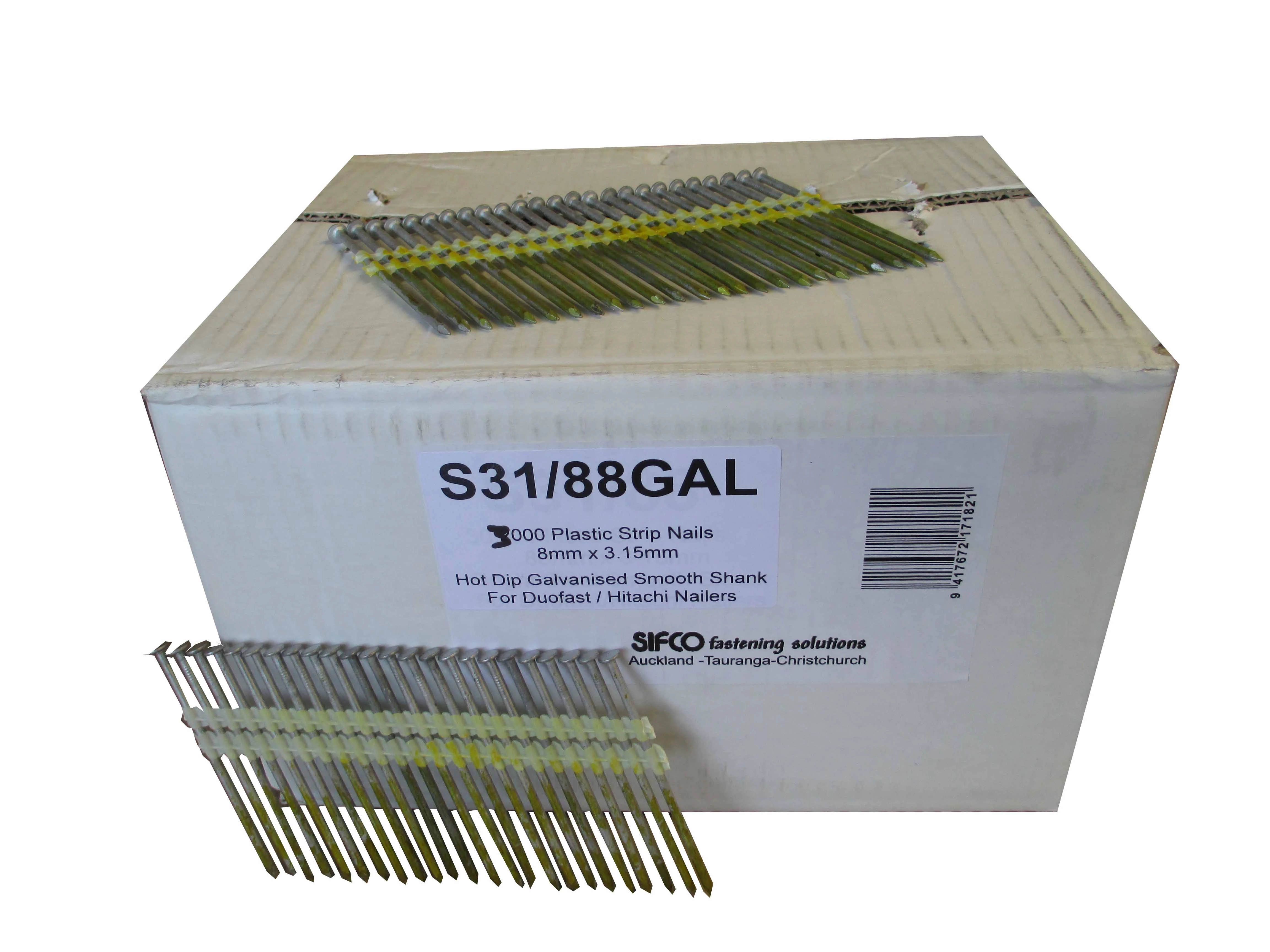 S31/88GAL SIFCO® 88mm x 3.15mm Hot Dip Galvanised Stick Nails 3,000pcs/box
