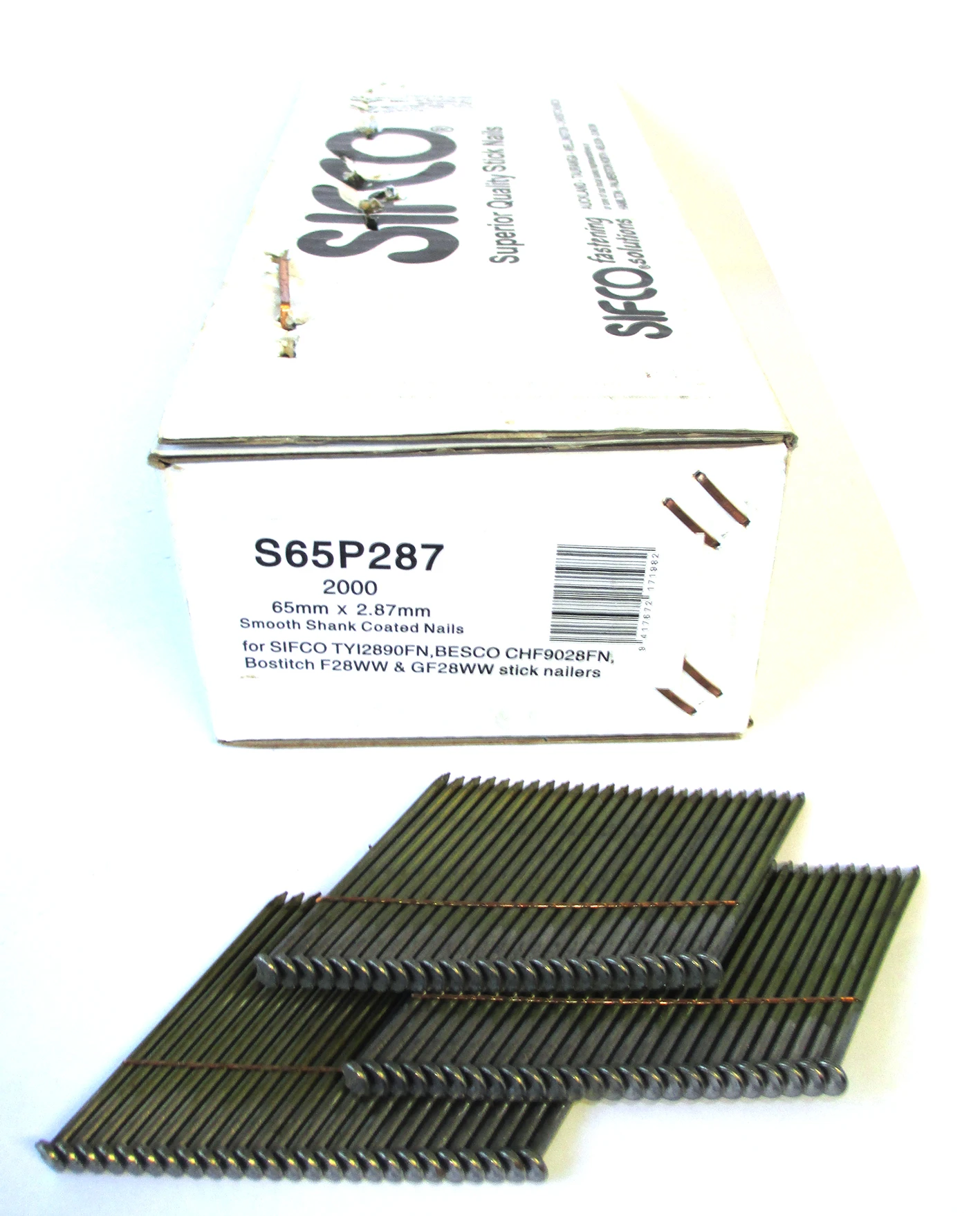 S65P287 SIFCO® 65mm Bright Smooth Shank Stick Nails 2,000pcs/box