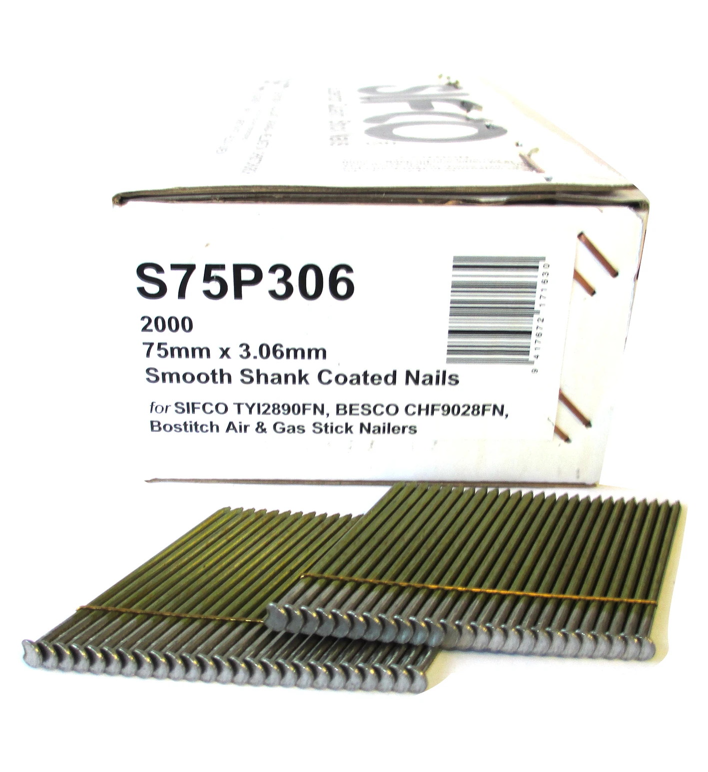 S75P306 SIFCO® 75mm Bright Smooth Shank Stick Nails 2,000pcs/box