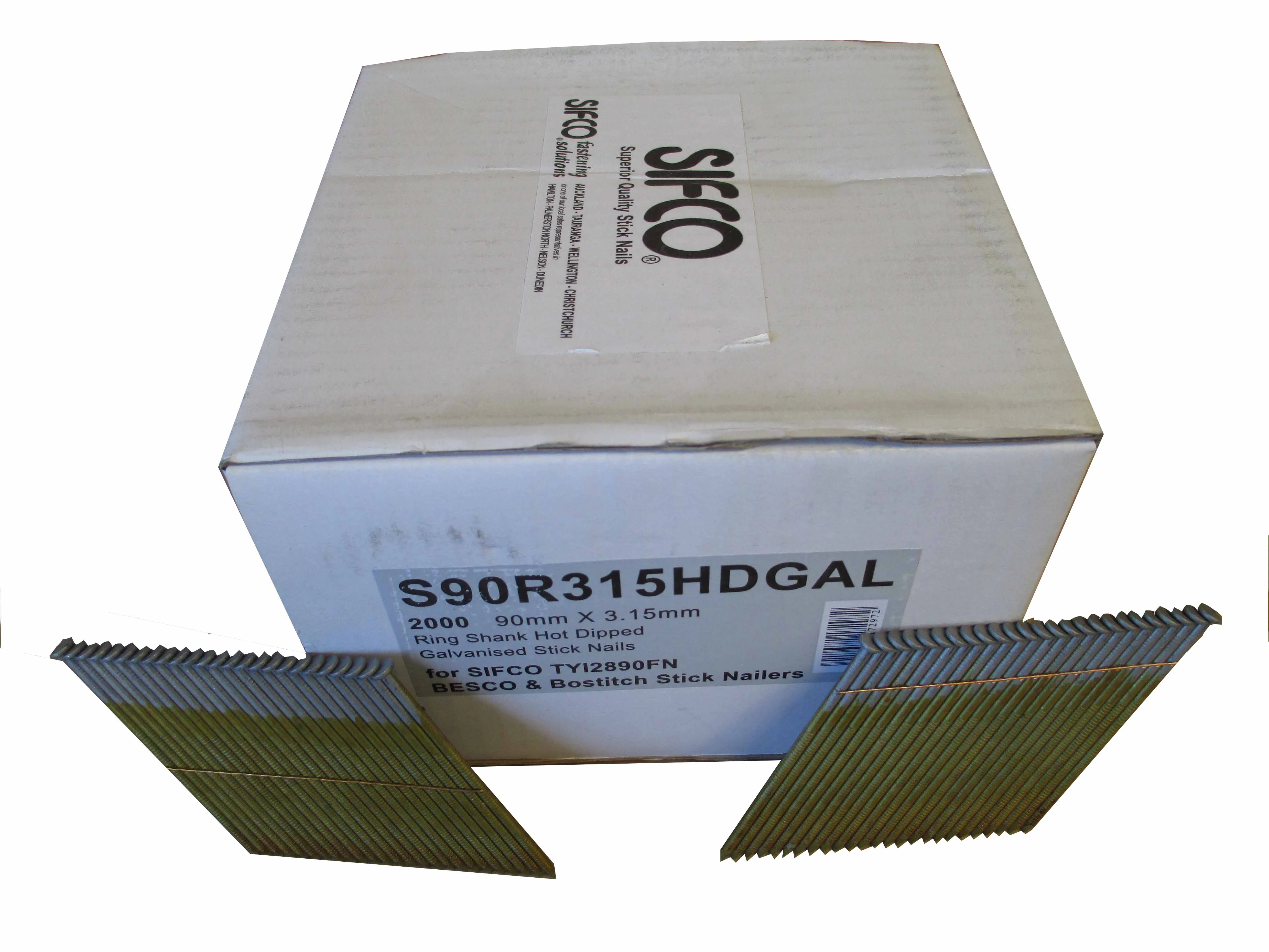 S90R315HDGAL SIFCO® 90mm Hot Dip Galvanised Ring Shank Stick Nails 2,000pcs/box