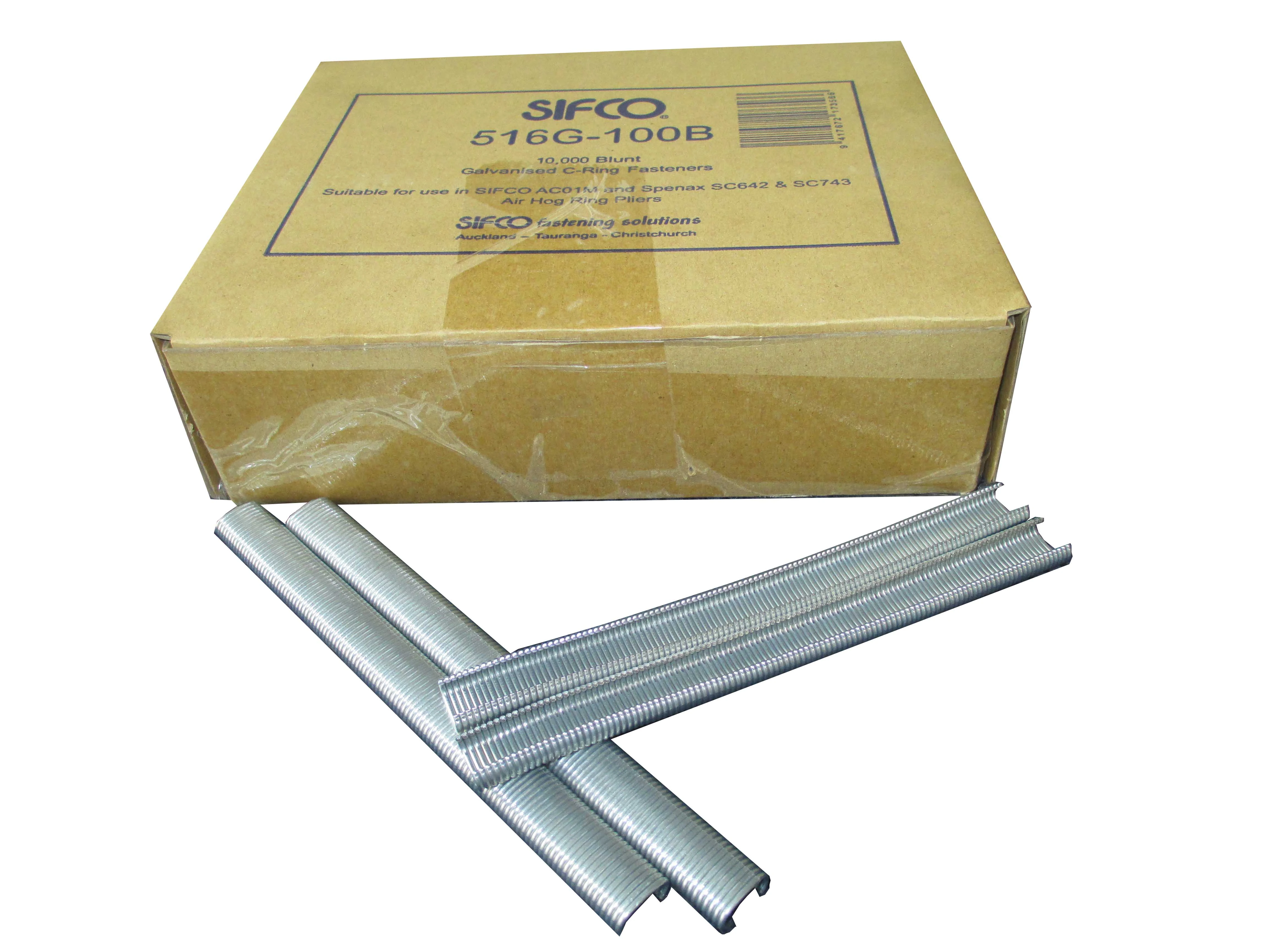 516G-100B SIFCO® 16Ga 11mm Galvanised Blunt C-Rings 10,000pcs/Box
