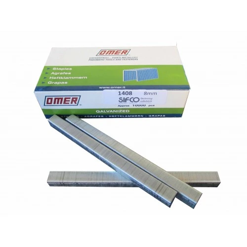 1408CE OMER® 8mm Galvanised Upholstery Staples 10,000pcs/Box