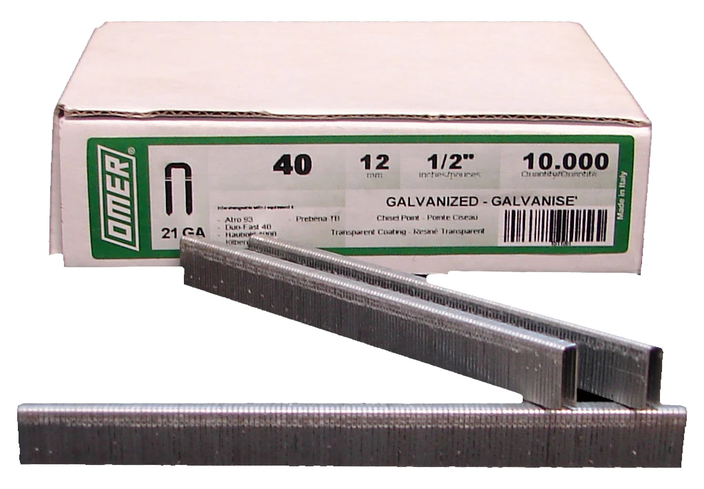 4012-10M OMER® 12mm Galvanised Industrial Staples 10,000pcs/Box