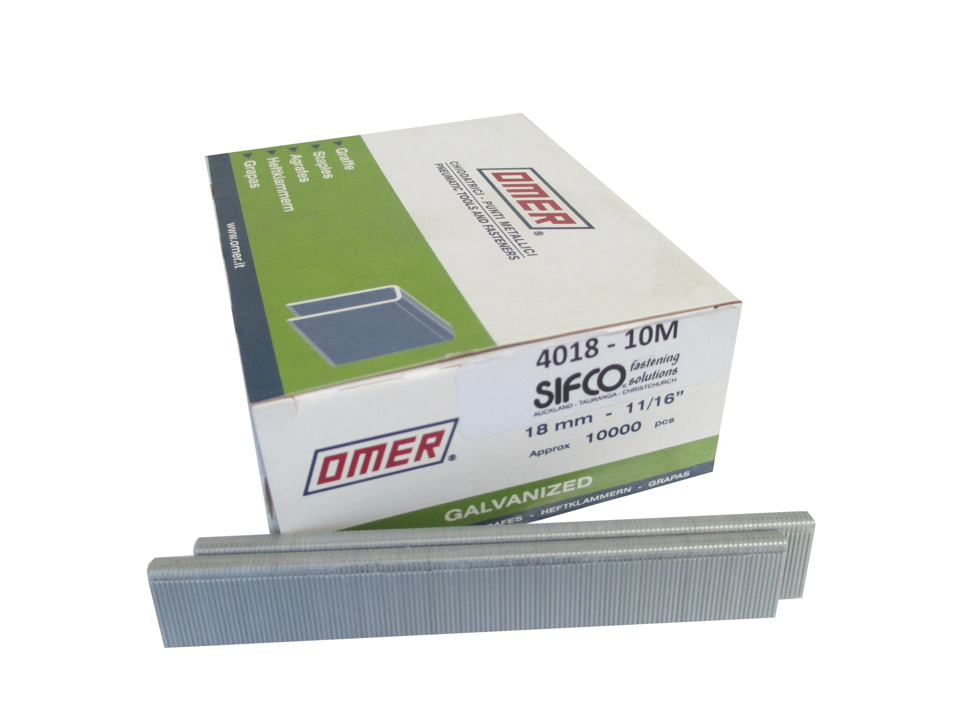 4018-10M OMER® 18mm Galvanised Industrial Staples 10,000pcs/Box