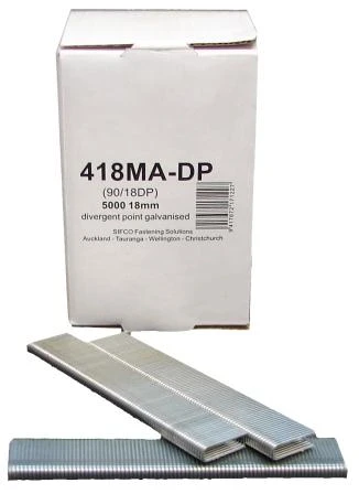 418MA-DP SIFCO® 18mm Galvanised 18Ga. Divergent Point Staples for use in Air Staplers 5,000pcs/Box