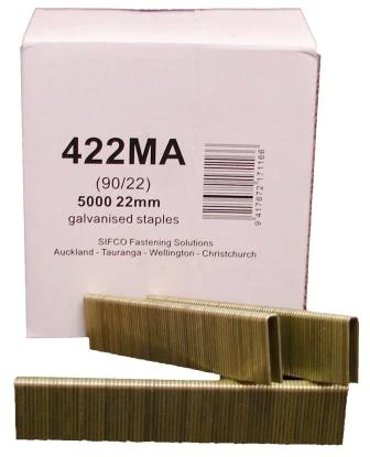 422MA SIFCO® 22mm Galvanised 18Ga. Staples for use in Air Staplers 5,000pcs/Box