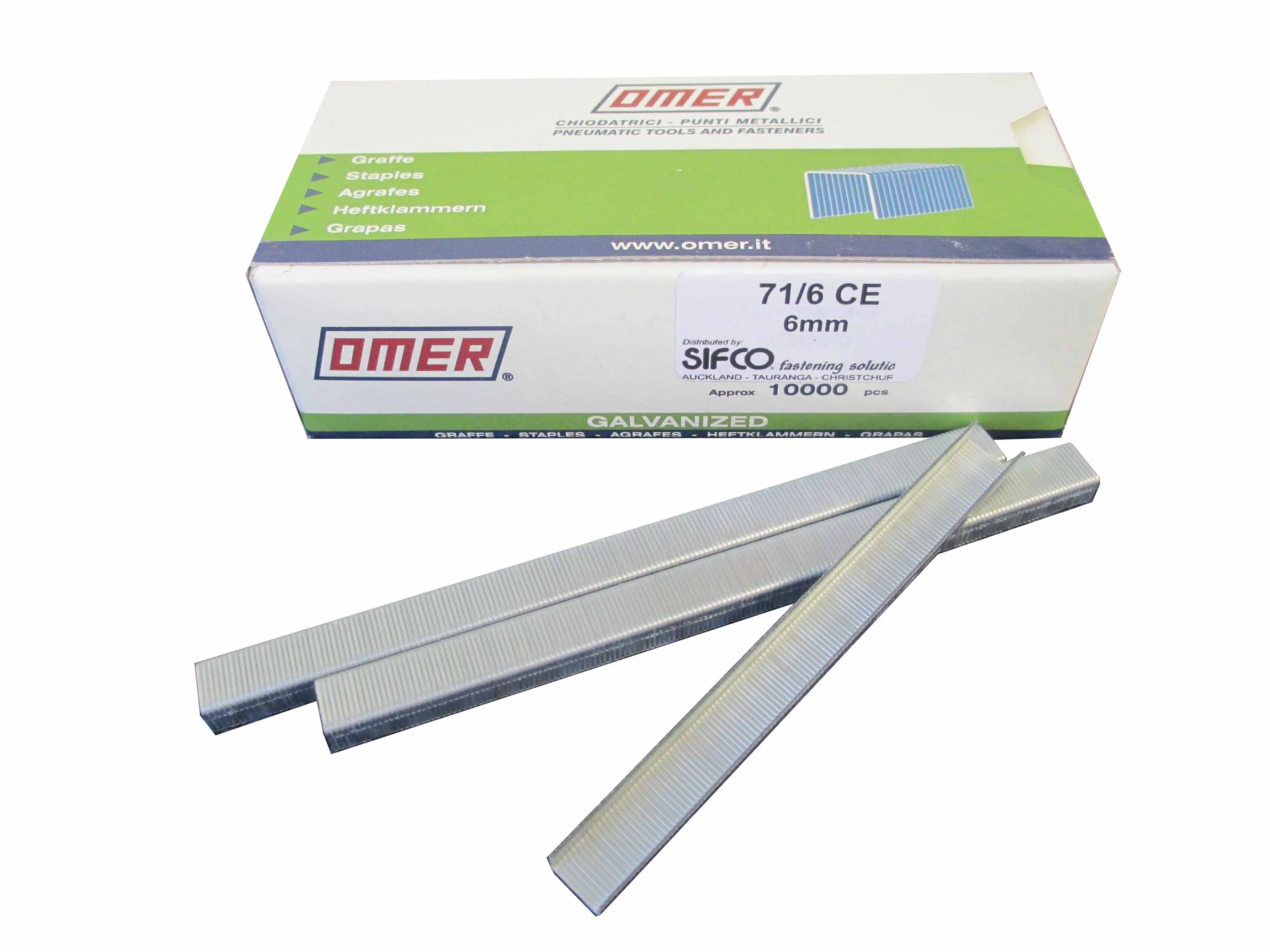 71/6CE OMER® 6mm Galvanised 23Ga. Upholstery Staples 10,000pcs/Box