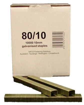 80/10 SIFCO® 10mm Galvanised 21Ga. Upholstery Staples 10,000pcs/Box