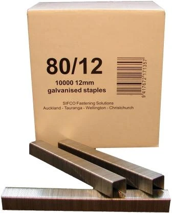 80/12 SIFCO® 12mm Galvanised 21Ga. Upholstery Staples 10,000pcs/Box