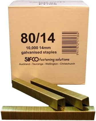 80/14 SIFCO® 14mm Galvanised 21Ga. Upholstery Staples 10,000pcs/Box