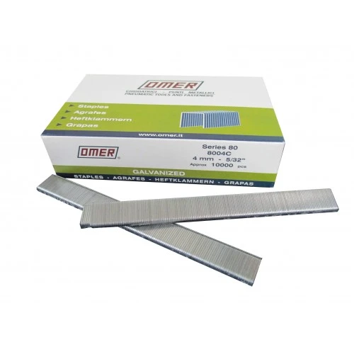 80/4CE OMER® 4mm Galvanised 21Ga. Upholstery Staples 10,000pcs/Box