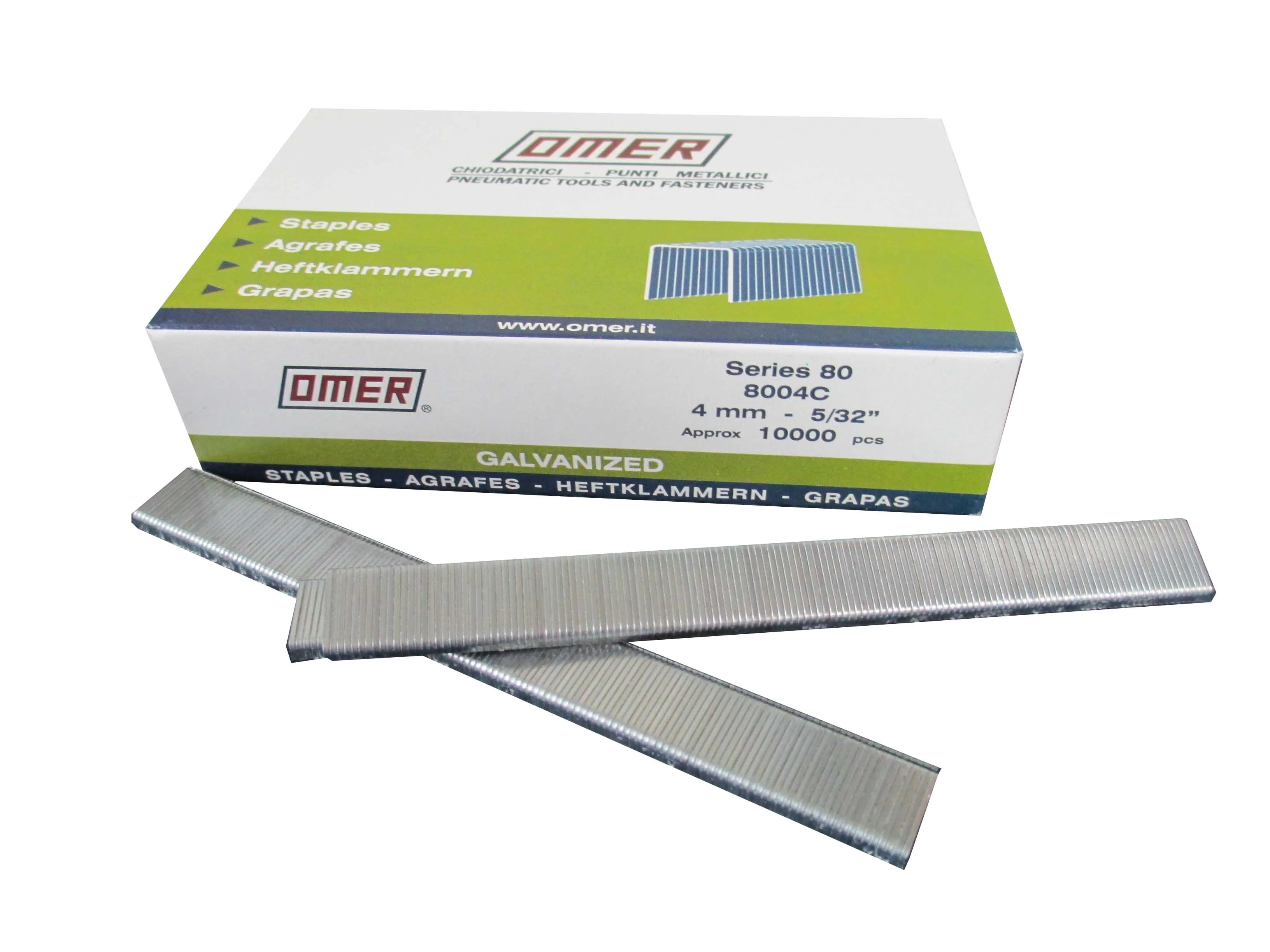 80/4CE OMER® 4mm Galvanised 21Ga. Upholstery Staples 10,000pcs/Box