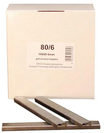 80/6 SIFCO® 6mm Galvanised 21Ga. Upholstery Staples 10,000pcs/Box