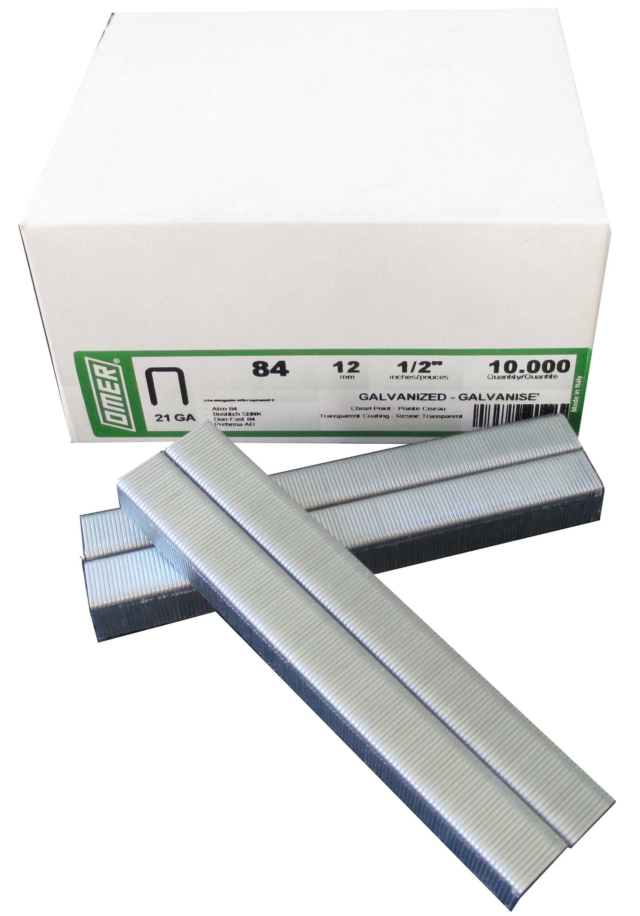 84/12 OMER® 12mm Galvanised Industrial Staples 10,000pcs/Box